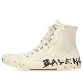 Adidași înalți Paris Sneaker „Bumbac alb distrus și cauciuc alb cu graffiti” 688752W3RR49010