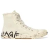 Adidași înalți Paris Sneaker „Bumbac alb distrus și cauciuc alb cu graffiti” 688752W3RR49010