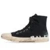 Adidași înalți Paris Sneaker „Bumbac negru distrus și cauciuc alb cu graffiti” 688752W3RR41099