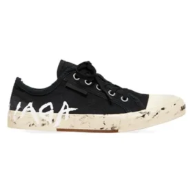 Adidași Paris Sneakerși cu talpă joasă „Bumbac negru distrus și cauciuc alb cu graffiti” 688754W3RR51099