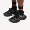 Adidași pentru bărbați 3XL cu talismane, negru/argintiu