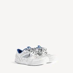 Adidași pentru bărbați model „Hamptons” cu aspect uzat, în culorile alb/albastru închis/gri