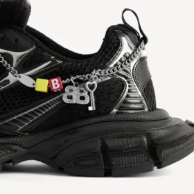 Adidași pentru femei 3XL cu talismane, negru/argintiu