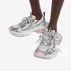 Adidași pentru femei 3XL cu talpă transparentă din gel, în culorile alb/roz/negru