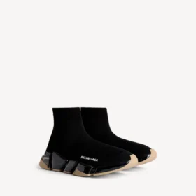 Adidași pentru bărbați Speed 2.0 cu talpă complet transparentă, din tricot reciclat, în negru/bej