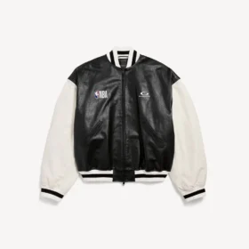 Balenciaga | Jachetă varsity din colaborarea cu NBA, în negru/alb