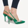 Balenciaga pentru femei | pantofi cu baretă în spate Manolo Blahnik, culoare iarbă