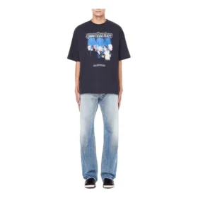 Balenciaga Speed Hunters pentru bărbați, negru, cu bandă albastră, mânecă scurtă, gri 541875TCV381055