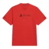 Balenciaga x PlayStation Crossover FW21 Tricou unisex cu mânecă scurtă, imprimeu geometric cu litere PS5, roșu 651795TKVF36552