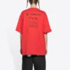 Balenciaga x PlayStation Crossover FW21 Tricou unisex cu mânecă scurtă, imprimeu geometric cu litere PS5, roșu 651795TKVF36552