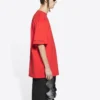Balenciaga x PlayStation Crossover FW21 Tricou unisex cu mânecă scurtă, imprimeu geometric cu litere PS5, roșu 651795TKVF36552