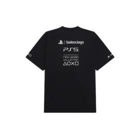 Balenciaga x PlayStation Crossover PS5 cu imprimeu geometric alfabetic, mânecă scurtă, unisex, negru 651795TKVF31070