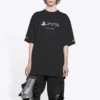 Balenciaga x PlayStation Crossover PS5 cu imprimeu geometric alfabetic, mânecă scurtă, unisex, negru 651795TKVF31070