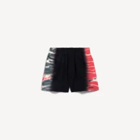 Bermude pentru bărbați, croială regulată, cu imprimeu tie-dye extrem, de culoare neagră