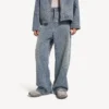 Blugi baggy pentru bărbați cu cusături de denim, de culoare albastru închis