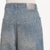 Blugi baggy pentru bărbați cu cusături de denim, de culoare albastru închis