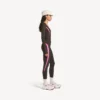 Bluză techwear pentru femei, cu mâneci lungi, mulată, în nuanțe de maro kaki/roz neon