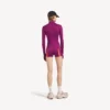 Body tehnic pentru femei, cu mâneci lungi, în nuanțe de violet/portocaliu