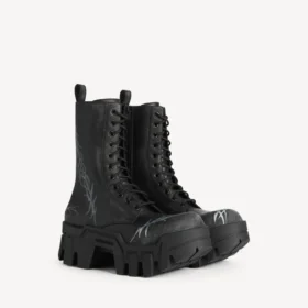 Botine cu șireturi pentru bărbați, model „Bulldozer”, negru