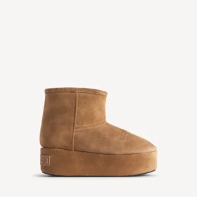 Botine cu platformă pentru femei model Alaska în maro/alb