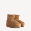 Botine cu platformă pentru femei model Alaska în maro/alb