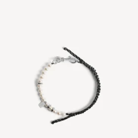 Brățară/colier tip choker cu perle Malibu în negru/alb/argintiu strălucitor