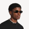 Brățară/colier tip choker cu perle Malibu în negru/alb/argintiu strălucitor