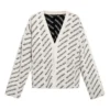 Cardigan cu logo pe toată suprafața „Chalky White Black” 736248T32339054