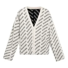 Cardigan cu logo pe toată suprafața „Chalky White Black” 736248T32339054