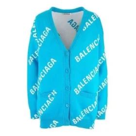 Cardigan cu monogramă și logo, croială lejeră „Albastru” 625330T31784661