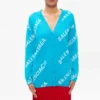 Cardigan cu monogramă și logo, croială lejeră „Albastru” 625330T31784661