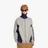 Cardigan tricotat cu fermoar pentru bărbați, în culorile gri/bleu marin