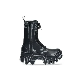 Cizme Bulldozer cu șireturi „Piele de vițel cu contur negru” 672502WBEF21090