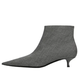 Cizme din lână cu model în carouri și vârf ascuțit „Grey” 579218W1SR01214