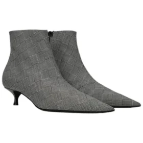 Cizme din lână cu model în carouri și vârf ascuțit „Grey” 579218W1SR01214