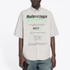 Cămașă bărbătească Balenciaga din bumbac, cu mâneci scurte și croială largă, gri 664627TKM102967