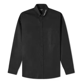 Cămașă cu guler cu logo, mâneci lungi și nasturi „Negru” 671586TYB181000