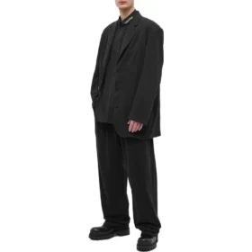 Cămașă cu guler cu logo, mâneci lungi și nasturi „Negru” 671586TYB181000