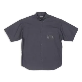 Cămașă cu mânecă scurtă Fashion Institute, croială largă „Dark Grey” 703846TYB181270