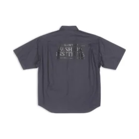 Cămașă cu mânecă scurtă Fashion Institute, croială largă „Dark Grey” 703846TYB181270