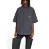 Cămașă cu mânecă scurtă Fashion Institute, croială largă „Dark Grey” 703846TYB181270
