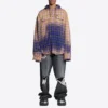 Cămașă cu mâneci lungi, cu glugă, în carouri decolorate „Purple Beige” 699223TMM095212