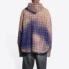 Cămașă cu mâneci lungi, cu glugă, în carouri decolorate „Purple Beige” 699223TMM095212
