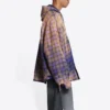 Cămașă cu mâneci lungi, cu glugă, în carouri decolorate „Purple Beige” 699223TMM095212