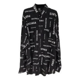 Cămașă cu mâneci lungi din viscoză, cu imprimeu pe toată suprafața, croială largă „Negru” 658956TPLB41070