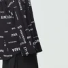 Cămașă cu mâneci lungi din viscoză, cu imprimeu pe toată suprafața, croială largă „Negru” 658956TPLB41070