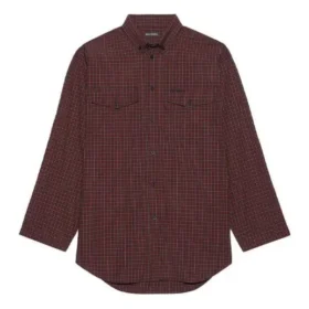 Cămașă cu mâneci lungi, în carouri, oversize, colecția SS21, maro 658806TKM366100