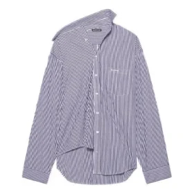 Cămașă cu mâneci lungi în dungi FW21, albastru închis 663034TIM368502