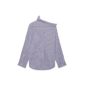 Cămașă cu mâneci lungi în dungi FW21, albastru închis 663034TIM368502