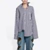 Cămașă cu mâneci lungi în dungi FW21, albastru închis 663034TIM368502